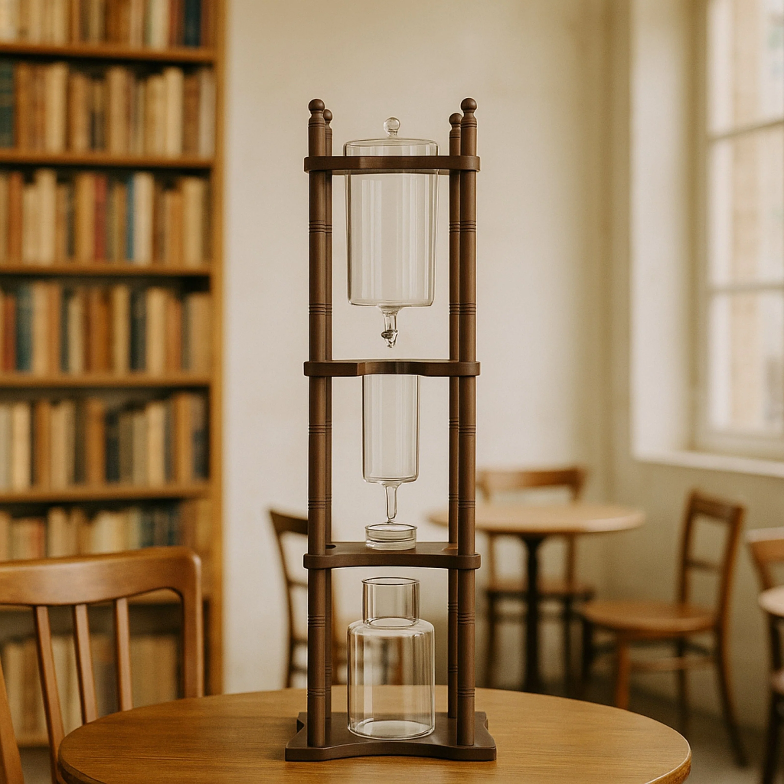 Nispira Cold Brew Drip Tower Iced Coffee Maker Glass Wooden Stand 25 Cups - Image 8
