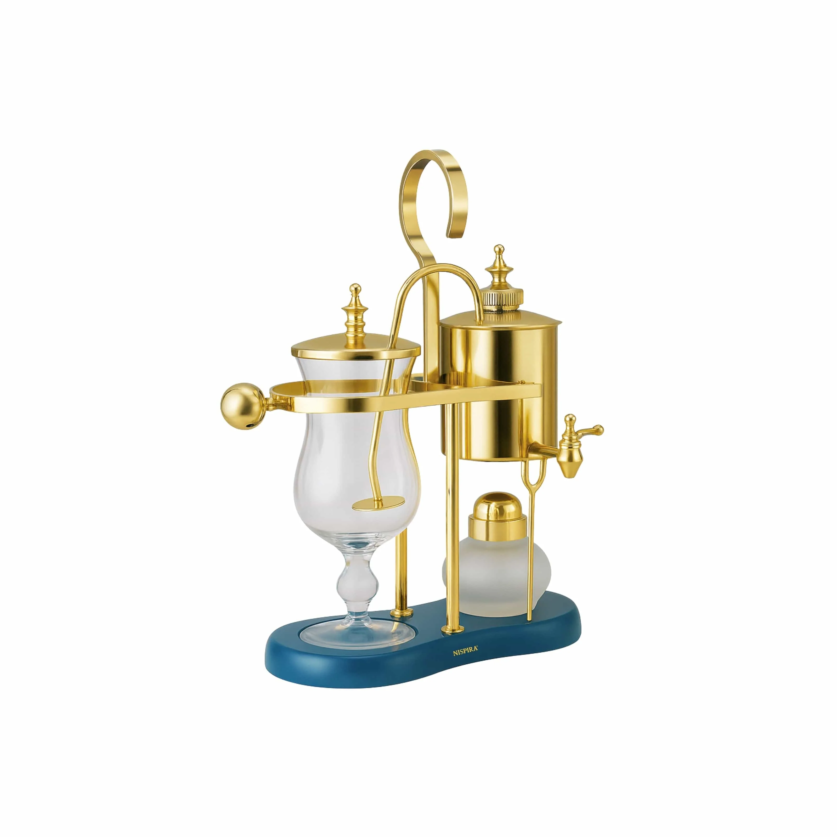Nispira Vintage Belgium Belgian Royal Balance Syphon Siphon Coffee Maker, Gold with Peacock Blue Base - Image 6