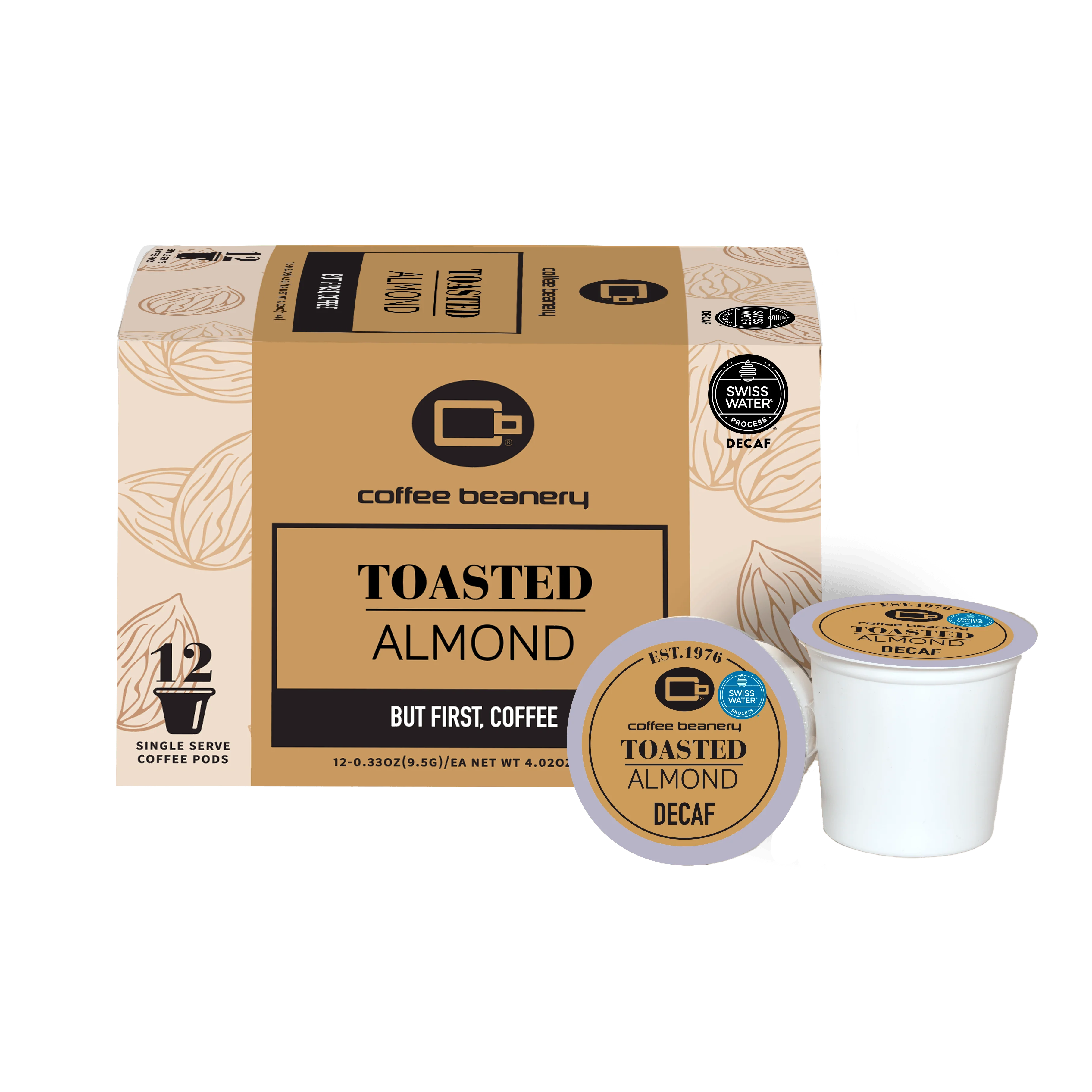 Toasted Almond Flavored Decaf Coffee Pods